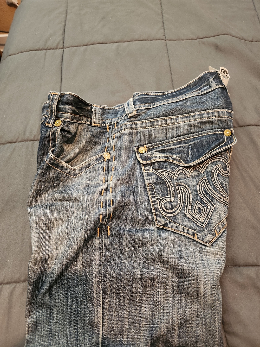 Men's  Mek Blue Denim Jeans with Embroidered Back Pocket